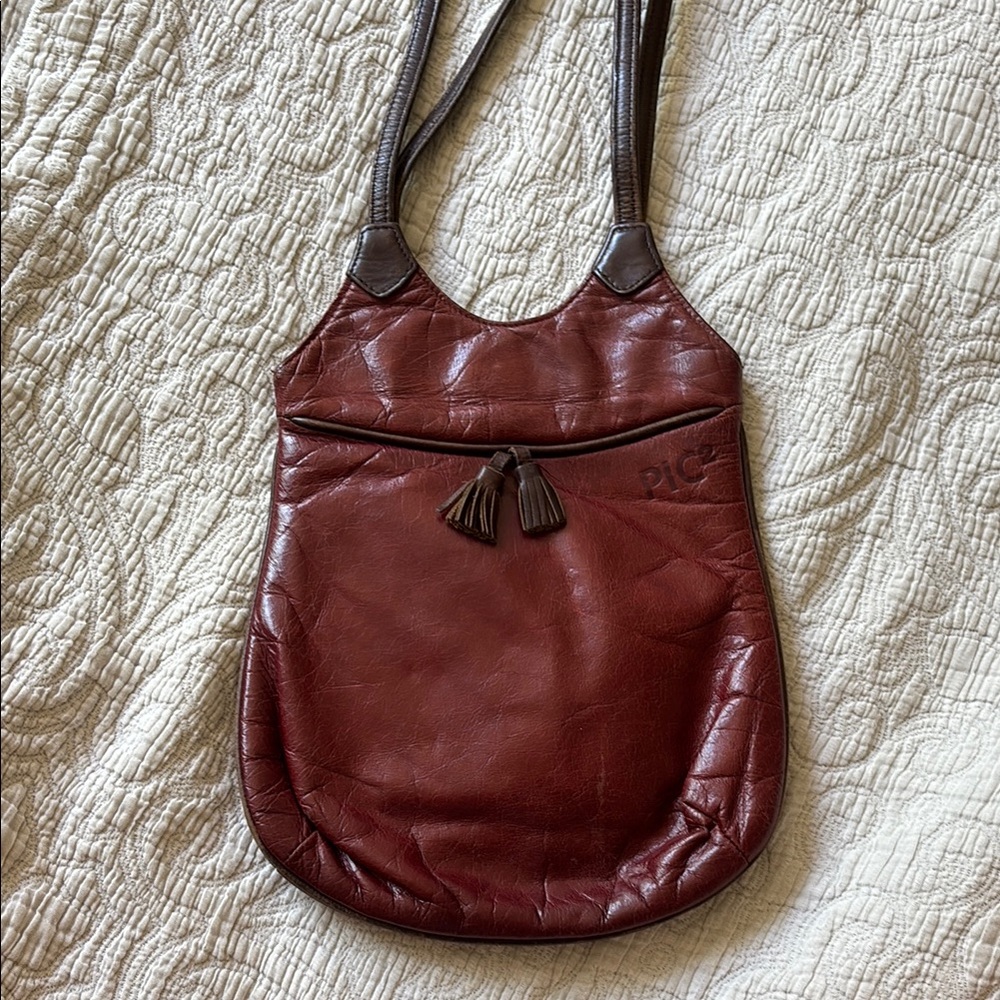 Deep Red Leather Slouchy Shoulder Bag